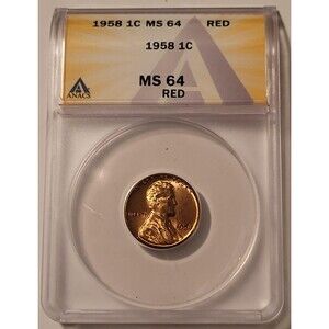 1958 Lincoln Wheat Cent MS64 RED ANACS